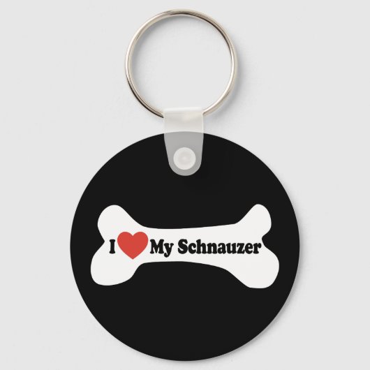I Love My Schnauzer - Dog Bone キーホルダー (正面)