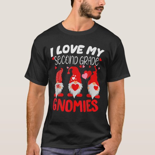 I Love My Second Grade Gnomies Funny Valentine Hea Tシャツ (正面)