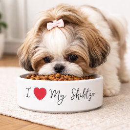 I Love My Shih Tzu Cute Script Dog Lover Pet Feedi ボウル