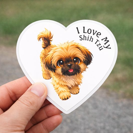 I Love My Shih Tzu Dog ハートシール