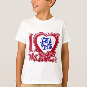 I Love My Sister赤いハート – 写真 Tシャツ
