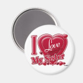 I Love My Sister Red -ハート マグネット (正面/裏面)