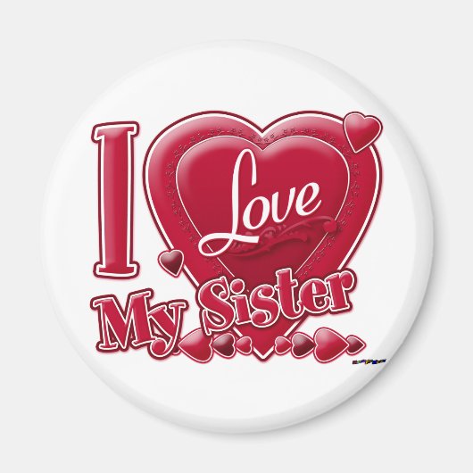 I Love My Sister Red -ハート マグネット (正面)