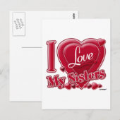 I Love My Sisters red - ハート ポストカード (正面/裏面)