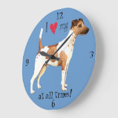 I Love my Smooth Fox Terrier ラージ壁時計 (傾斜)