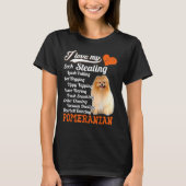 I Love My Sock Stealing Leash Pulling Pomeranian F Tシャツ (正面)