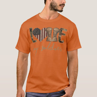 I Love My Soldier Military Army Wife USA Camour Fl Tシャツ