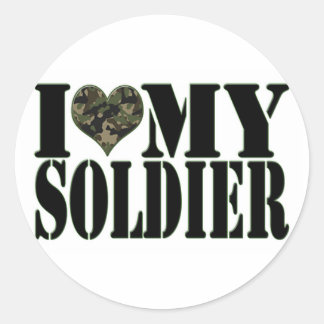 I Love My Soldier Sticker ラウンドシール