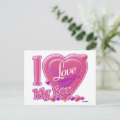 I Love My Son pink/purple -ハート ポストカード (スタンド正面)