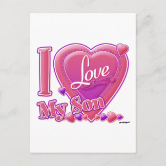 I Love My Son pink/purple -ハート ポストカード