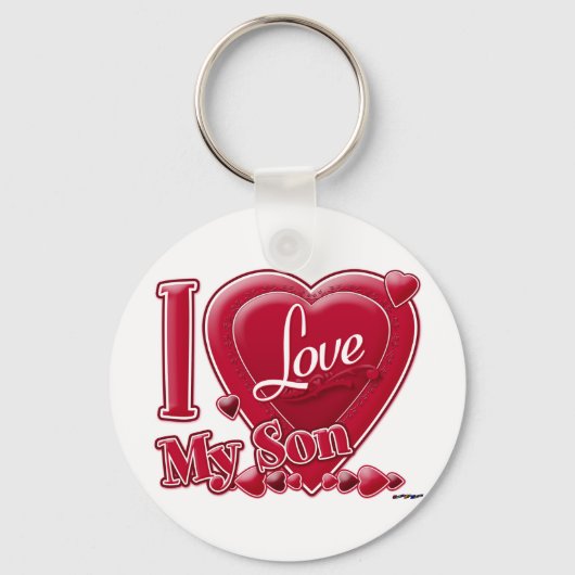 I Love My Son Red -ハート キーホルダー (正面)