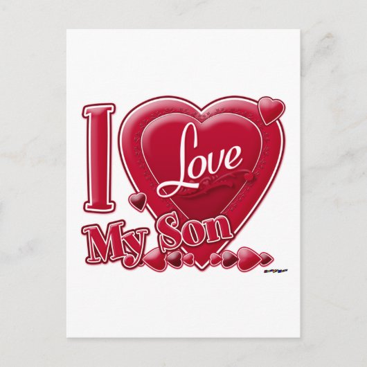 I Love My Son Red -ハート ポストカード (正面)