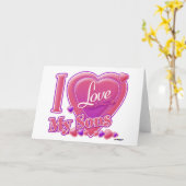 I Love My Sons pink/purple -ハート カード (黄色い花)