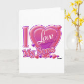 I Love My Sons pink/purple -ハート カード (黄色い花)