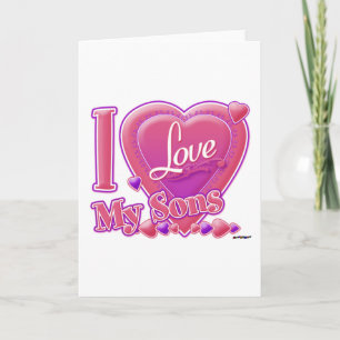 I Love My Sons pink/purple -ハート カード