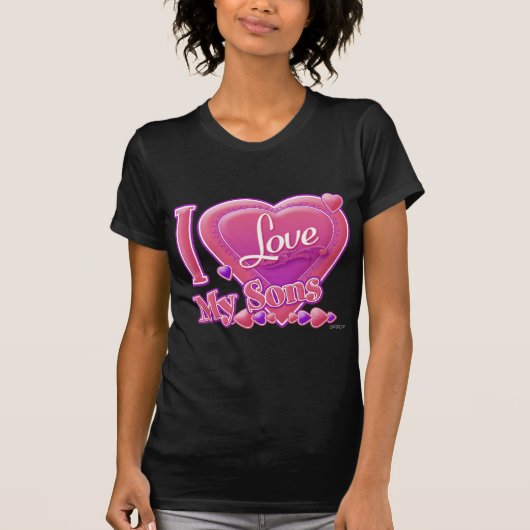 I Love My Sons pink/purple -ハート Tシャツ (正面)