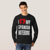I Love My Spanish Waterdog Dog Silhouette in Heart Tシャツ (正面フル)