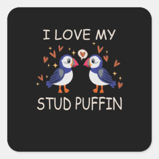 .I Love My Stud Puffin Puffin Relationship スクエアシール