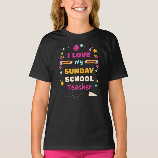 I Love My Sunday School先生- Christian Church Tシャツ (正面)