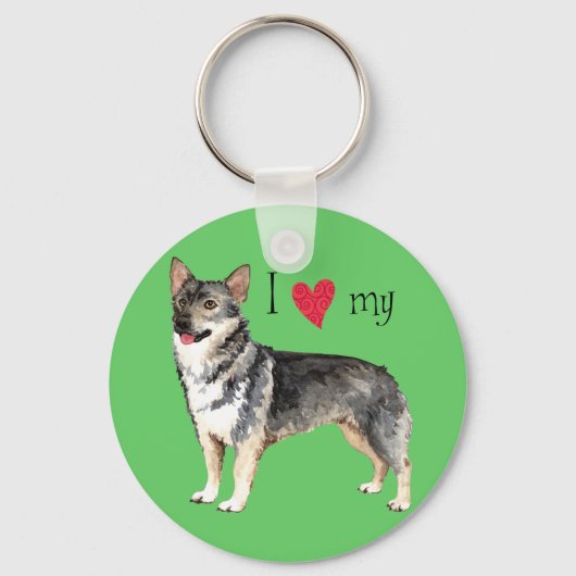I Love my Swedish Vallhund キーホルダー (正面)