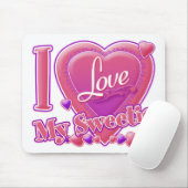I Love My Sweete pink/purple - ハート マウスパッド (マウス)
