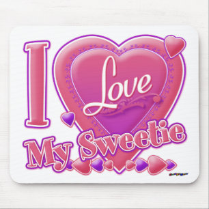 I Love My Sweete pink/purple - ハート マウスパッド