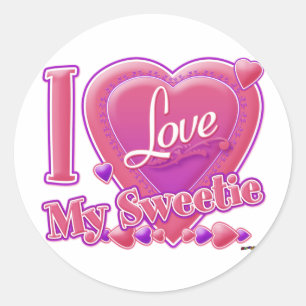 I Love My Sweete pink/purple - ハート ラウンドシール