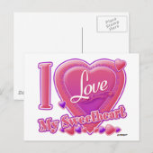 I Love My Sweetheart pink/purple -ハート ポストカード (正面/裏面)