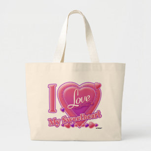 I Love My Sweetheart pink/purple -ハート ラージトートバッグ