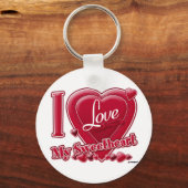 I Love My Sweetheart red -ハート キーホルダー (正面)