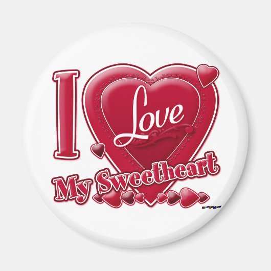 I Love My Sweetheart red -ハート マグネット (正面)