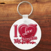 I Love My Sweety red - ハート キーホルダー (正面)