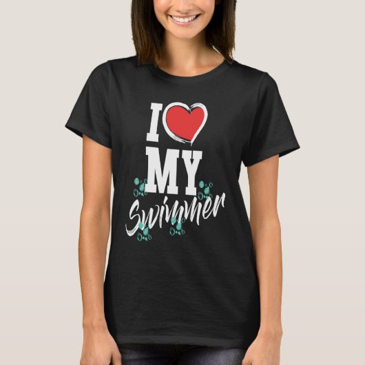 I love my swimmer swim team mother mama swimming tシャツ (正面)