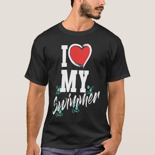 I love my swimmer swim team mother mama  swimming tシャツ (正面)