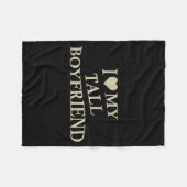 I Love My Tall Boyfriend Funny Girlfriend On Back  フリースブランケット (正面(横))