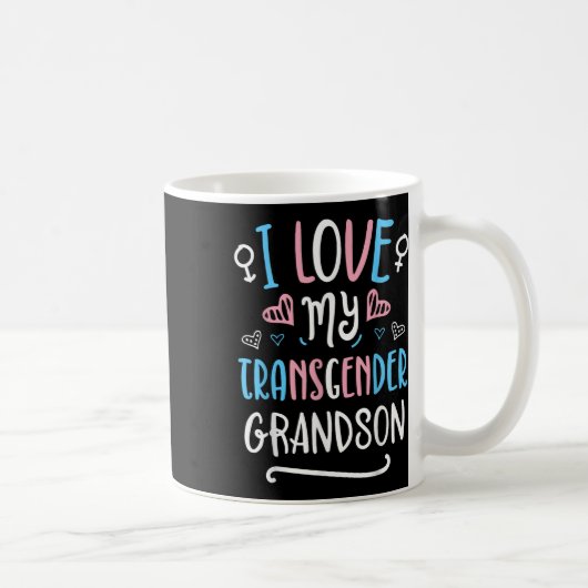 I Love My Transgender Grandson Lgbt Trans Pride Fl コーヒーマグカップ (右)