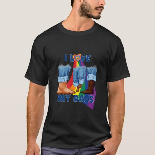 I Love My Two Dads Interracial Gay Pride LGBTQ Tra Tシャツ (正面)