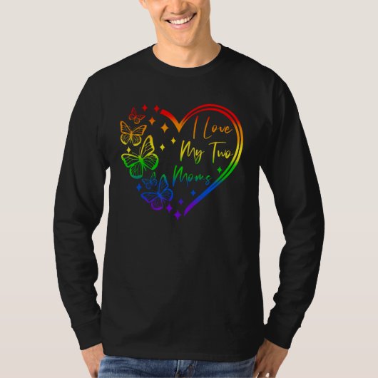 I Love My Two Moms Lesbian LGBT Pride   for Kids Tシャツ (正面)