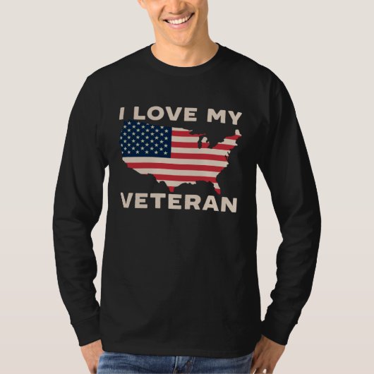 I Love My Veteran USA Flag American Memorial Day   Tシャツ (正面)