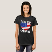 I Love My Veteran USA Flag American Memorial Day Tシャツ (正面フル)