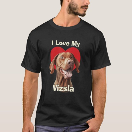 I Love My Vizsla Puppy Dog Tシャツ (正面)