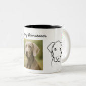 I love my Weimaraner Dog Photo Drawing Hearts ツートーンマグカップ (正面右)