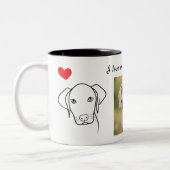 I love my Weimaraner Dog Photo Drawing Hearts ツートーンマグカップ (左)