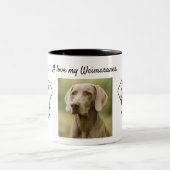 I love my Weimaraner Dog Photo Drawing Hearts ツートーンマグカップ (中央)