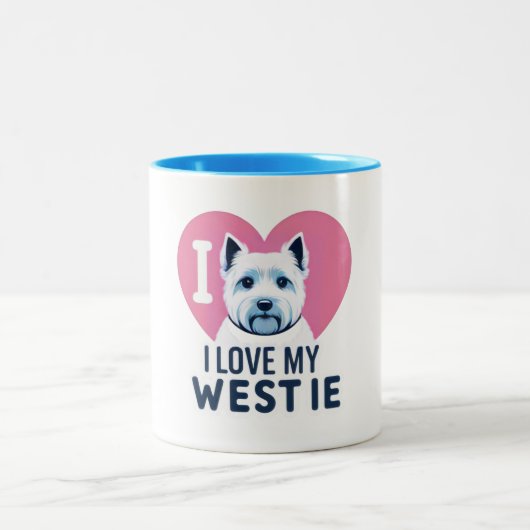  I Love My Westie Dog Mug ツートーンマグカップ (中央)