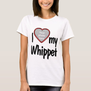 I Love My Whipet – ハート型の犬フォトフレーム Tシャツ