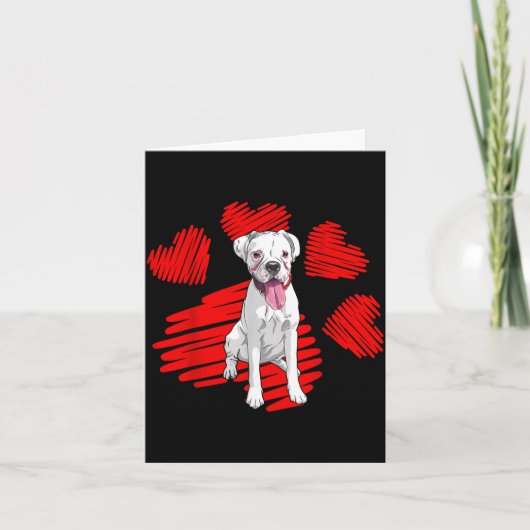 I Love My White Boxer Dog Paw Heart Valentines Day カード (正面)