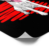 I Love My White Boxer Dog Paw Heart Valentines Day ポスター (角)