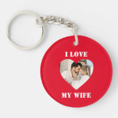 I Love My Wifeハートパーソナライズされた写真 キーホルダー (正面)