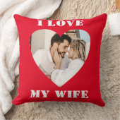 I Love My Wifeハートパーソナライズされた写真 クッション (ブランケット)